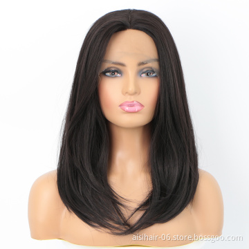 Aisi Hair Medium Long Natural Straight Wig Natural Wave Swiss Lace Wig Cheap Synthetic Lace Frontal Hair Wigs For Black Women